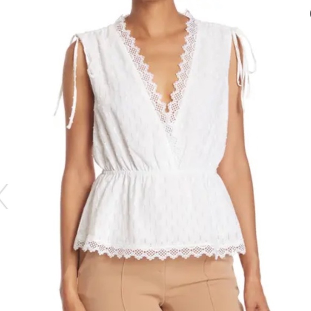 BCBGMAXAZRIA Lace Trim Sleeveless Top